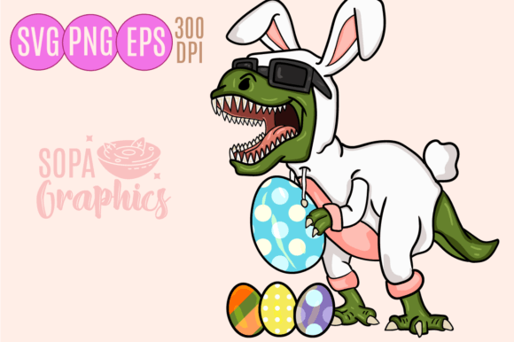Easter T-rex Spring Easter Egg Graphic Review