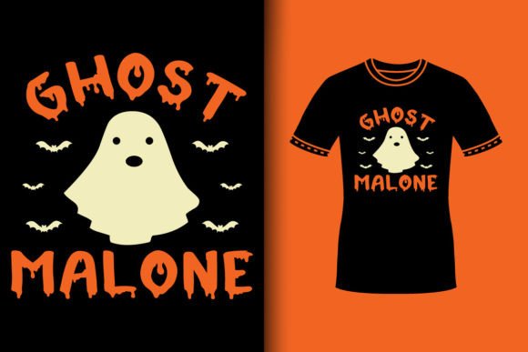 Ghost Malone Retro Halloween Graphics & T-Shirt Designs