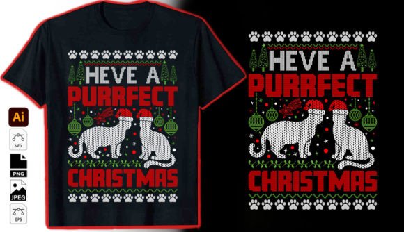 Heve a Purrfect Christmas Graphics & T-Shirt Designs