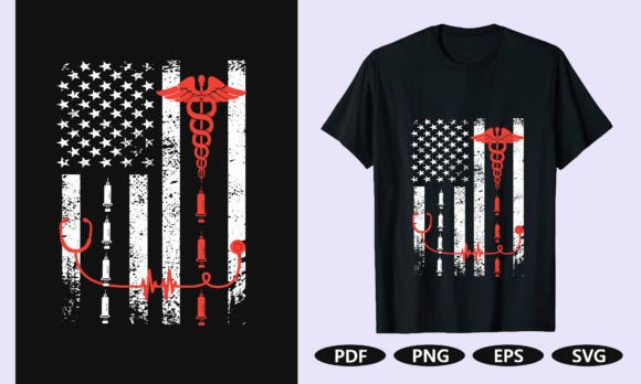 Nurse USA Flag Graphic T-Shirt Design Review