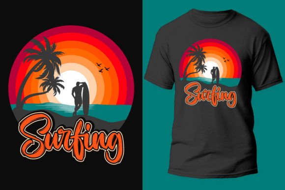 Surfing T-Shirt Design Vector Graphic Review